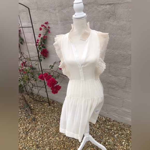 Sandro Paris sheer midi dress with lace detail size 2 - Picture 7 of 16